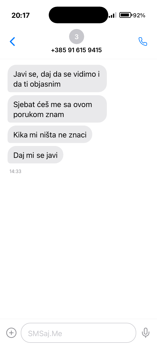 SMS razgovor - +385 91 615 9415