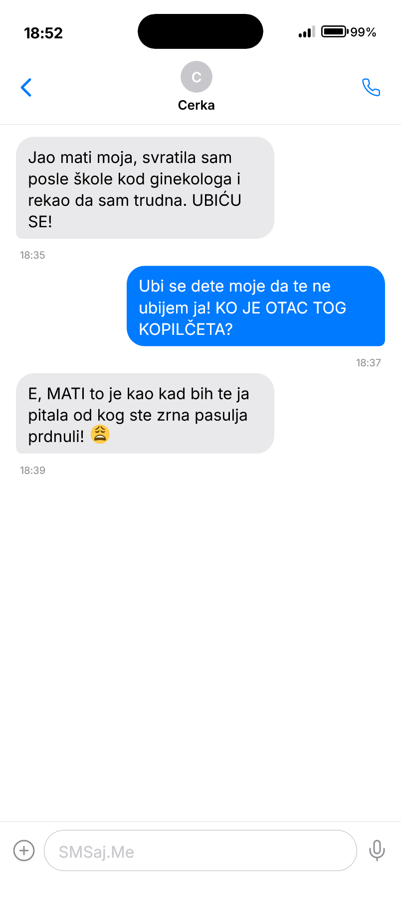 SMS razgovor - Cerka