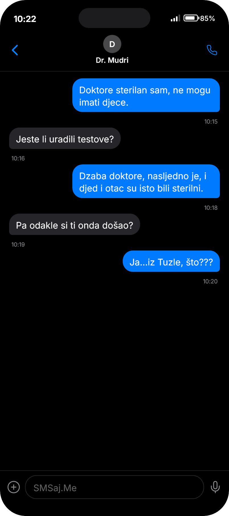 SMS razgovor - Dr. Mudri
