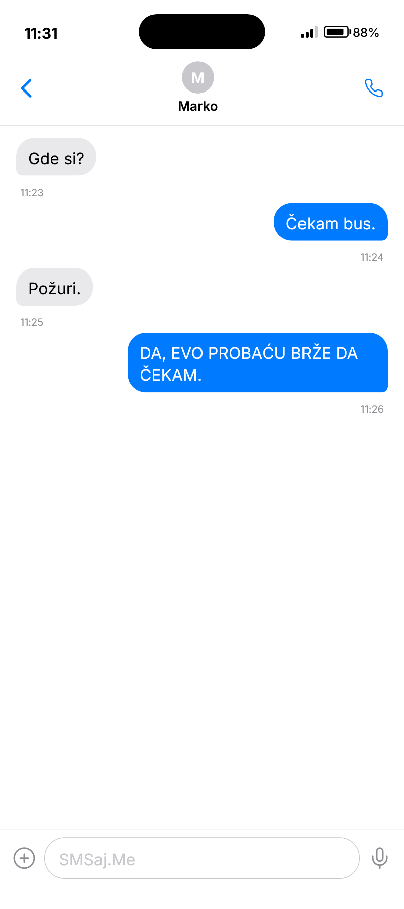 SMS razgovor - Marko