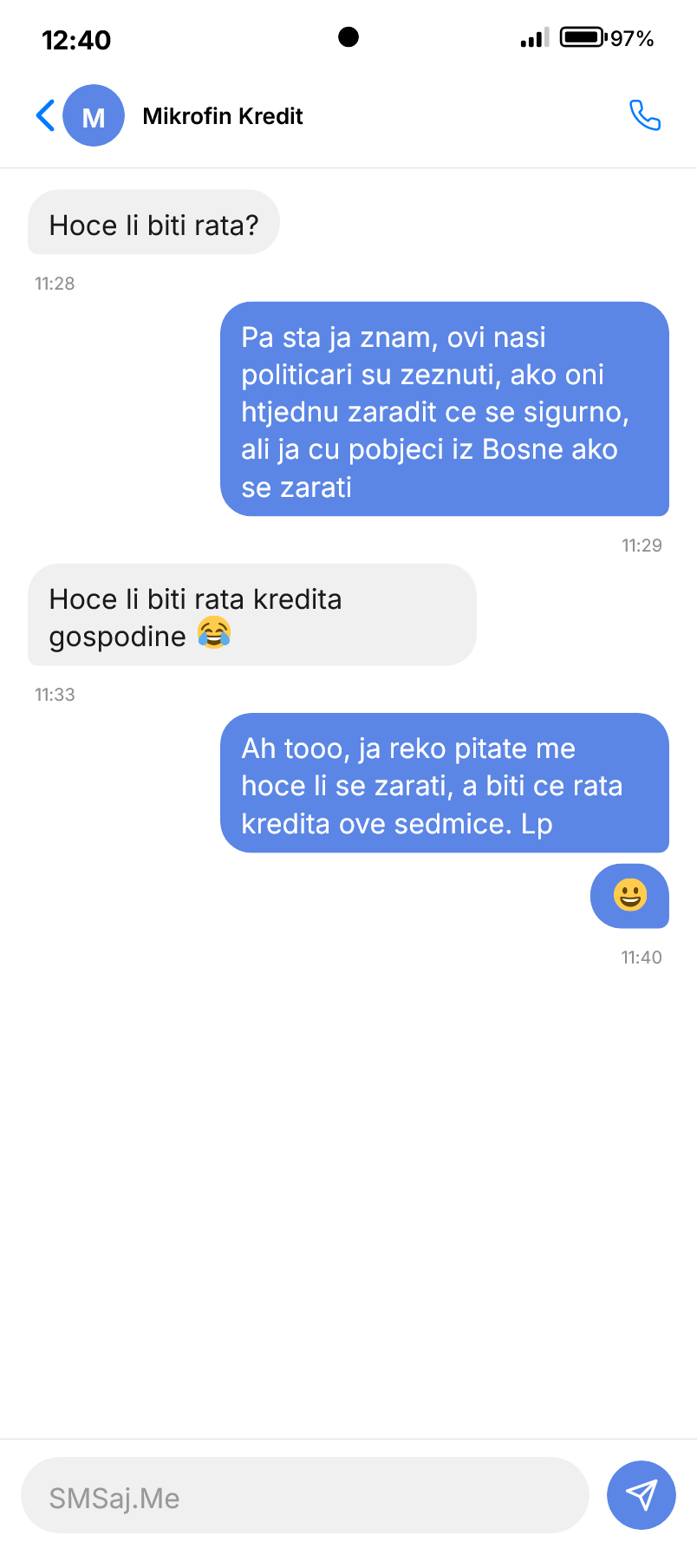 SMS razgovor - Mikrofin Kredit