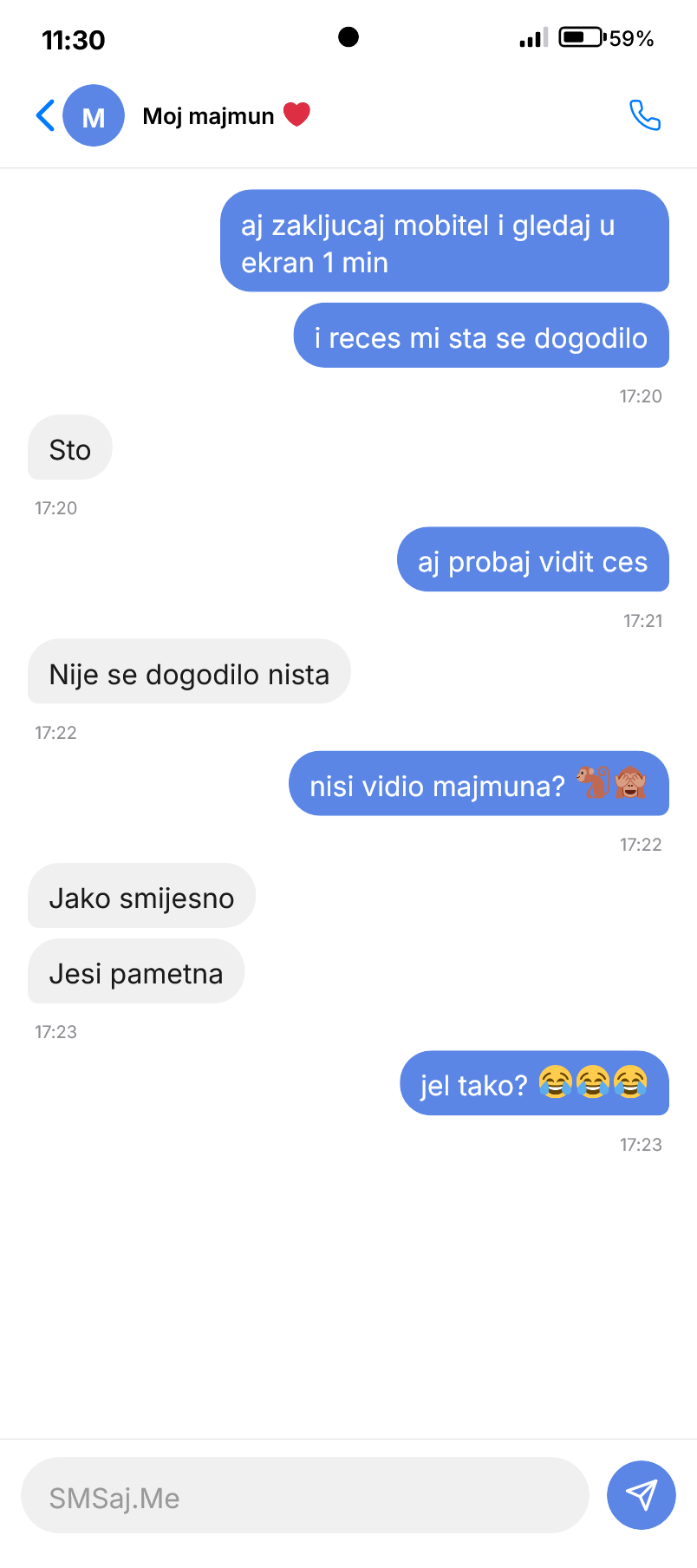 SMS razgovor - Moj majmun <3