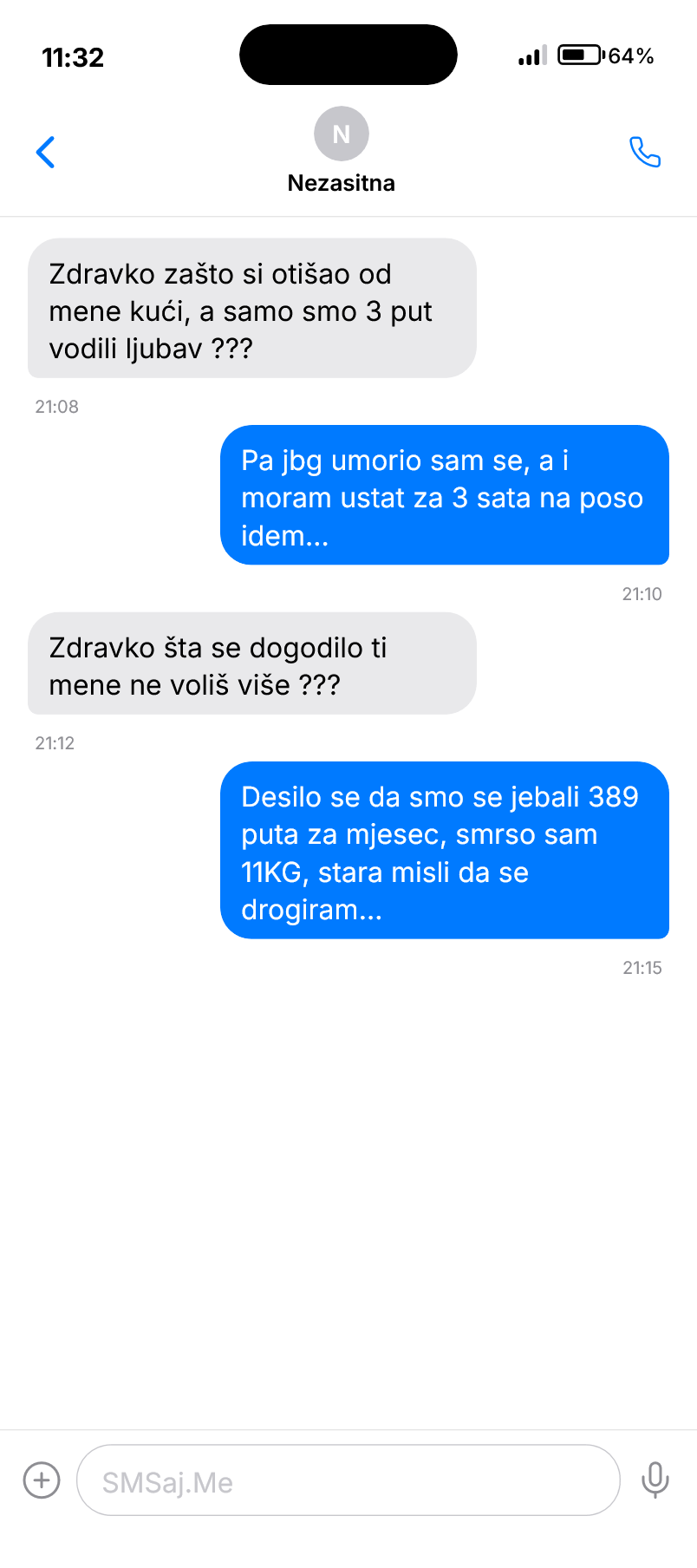 SMS razgovor - Nezasitna