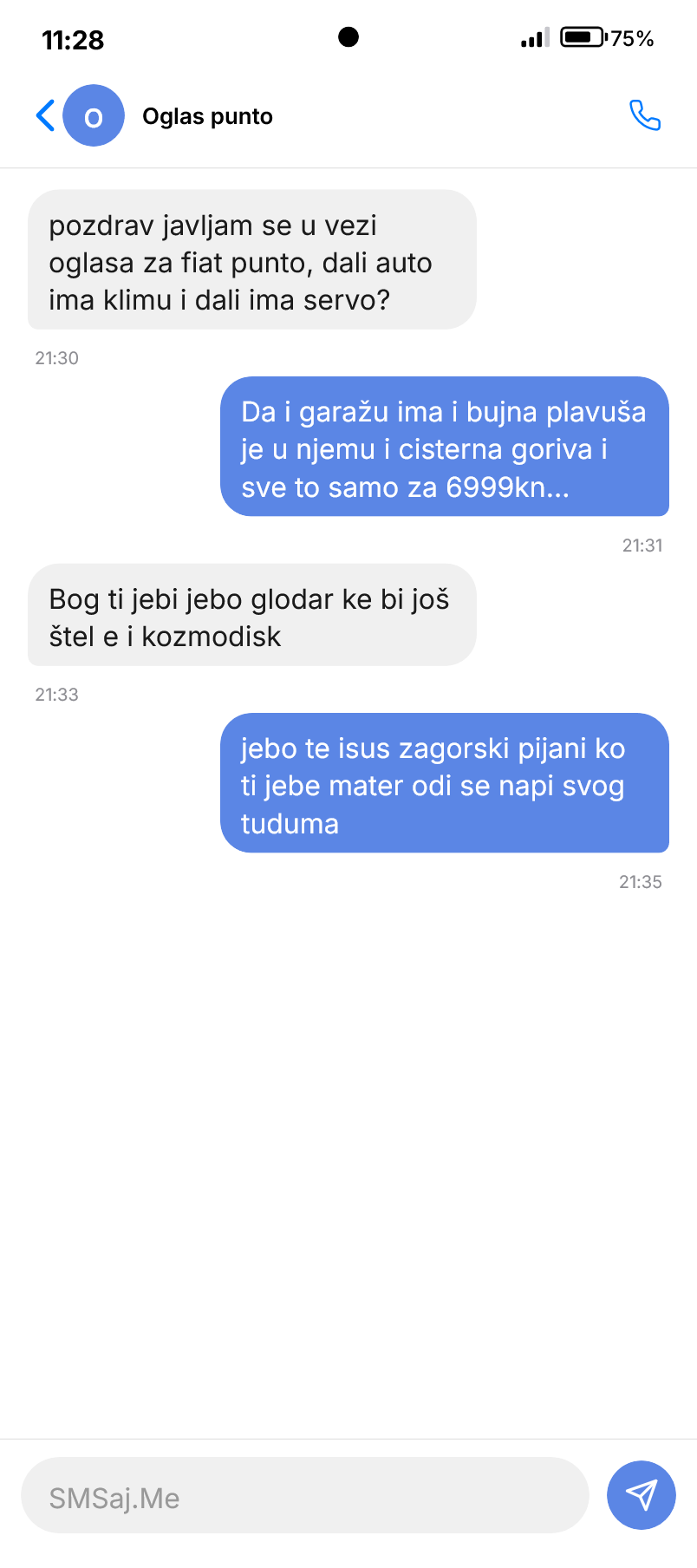 SMS razgovor - Oglas punto