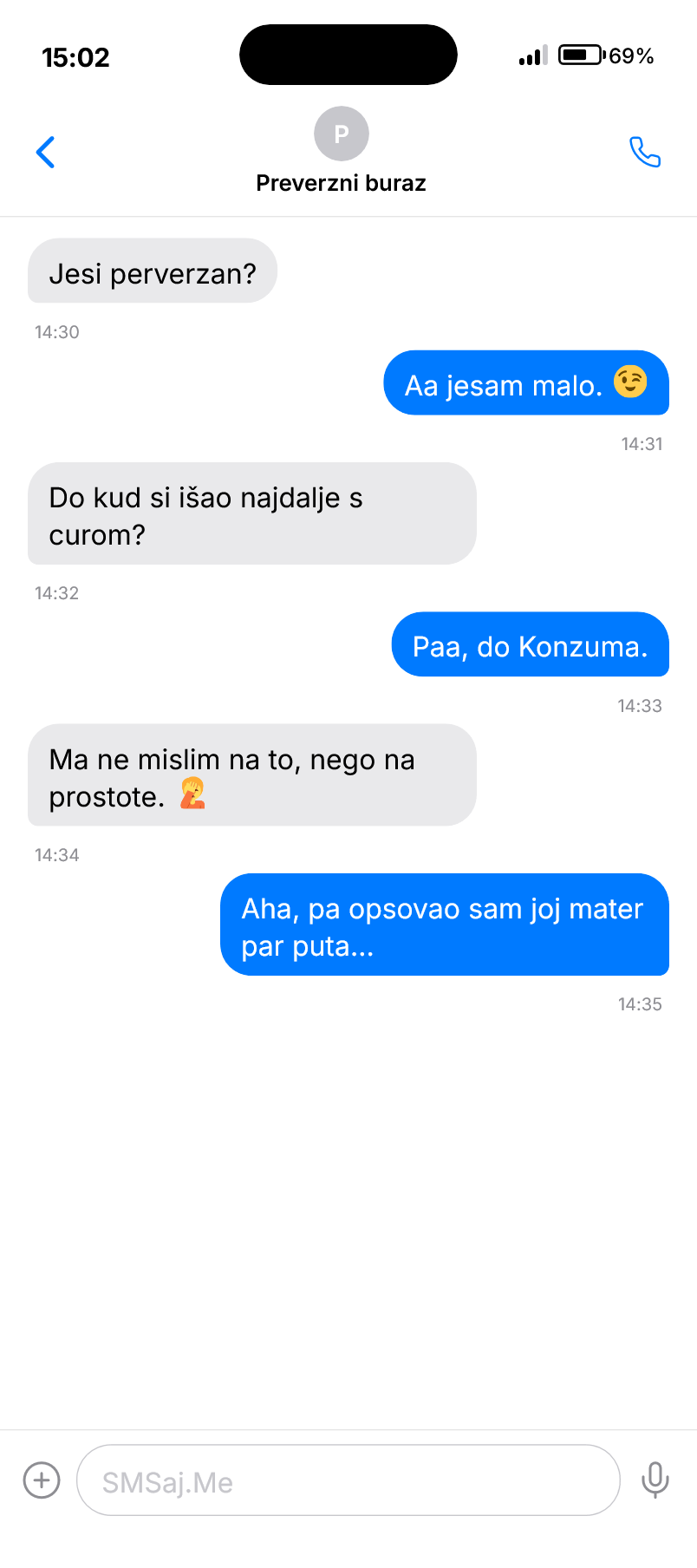 SMS razgovor - Preverzni buraz