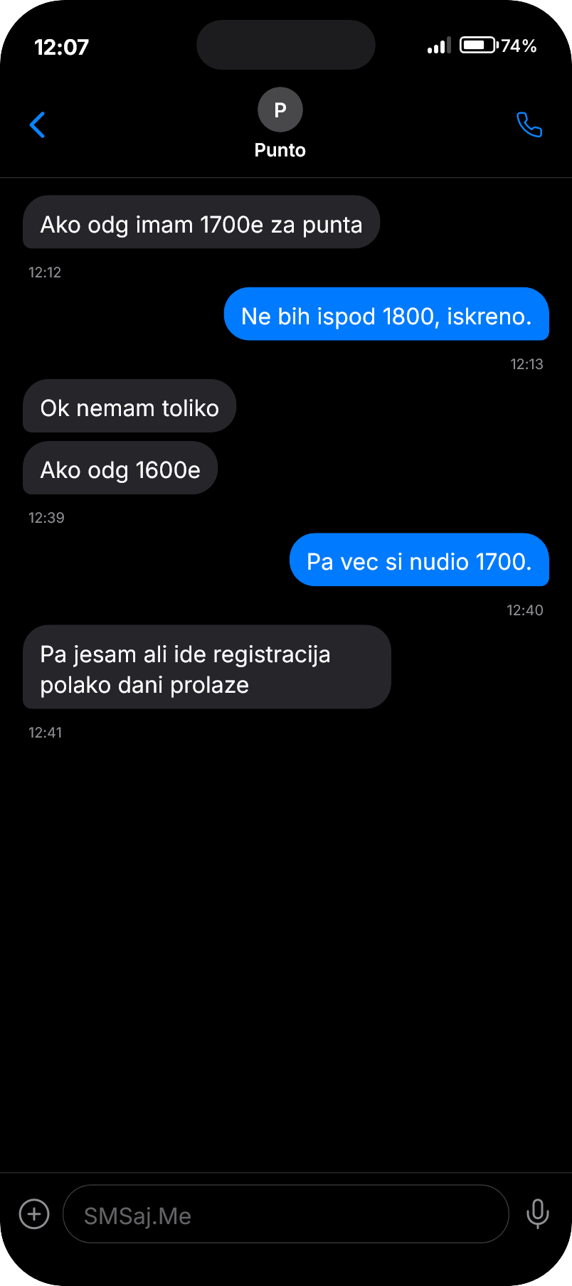SMS razgovor - Punto