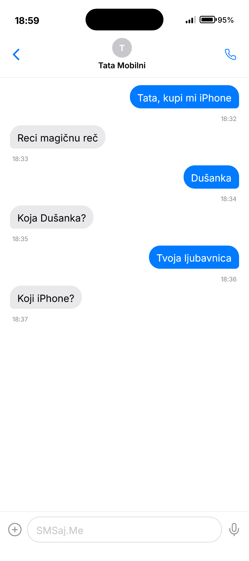 SMS razgovor - Tata Mobilni